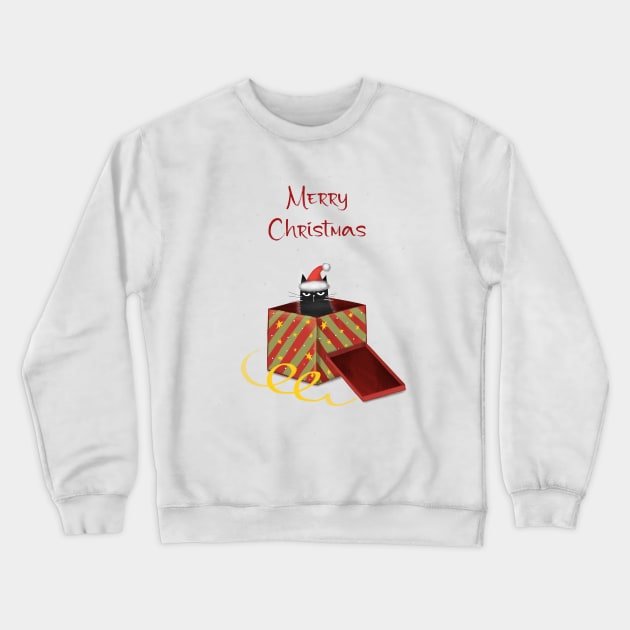 Merry Christmas - Black cats with Santa hat. Crewneck Sweatshirt by Olena Tyshchenko